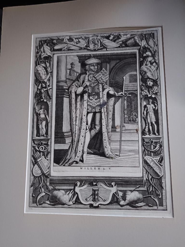 Willem II, comte de Hollande  – gravure originale 16e/17e, Antiquités & Art, Enlèvement ou Envoi