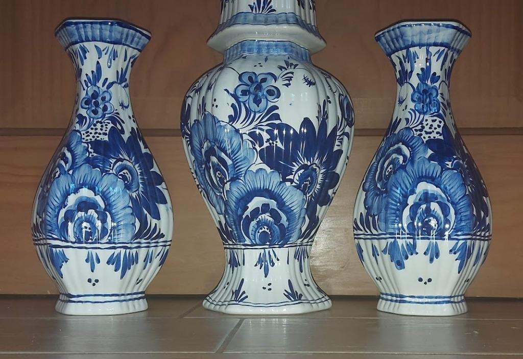 Prachtig trio Delfts Blauw, Antiek en Kunst, Curiosa en Brocante, Ophalen