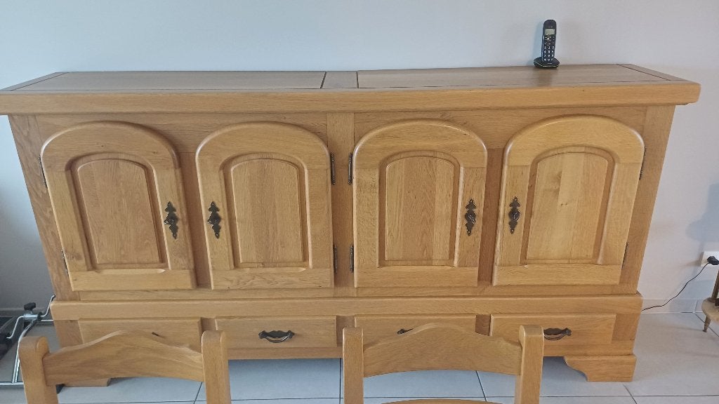 salle à manger robuste en chêne, Maison & Meubles, Enlèvement, Utilisé, 4 à 6 chaises