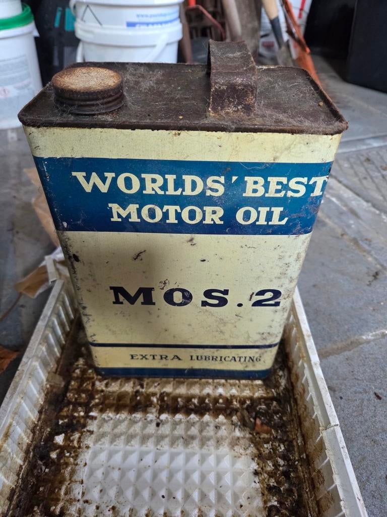 MOS motor oil 2.5 l olieblik, Collections, Marques & Objets publicitaires, Enlèvement ou Envoi