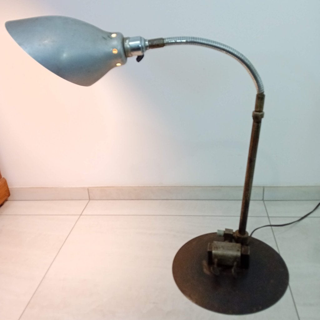 Lampe de bureau industrielle ancienne, Industriel, Argenté, Lampe de bureau, Comme neuf