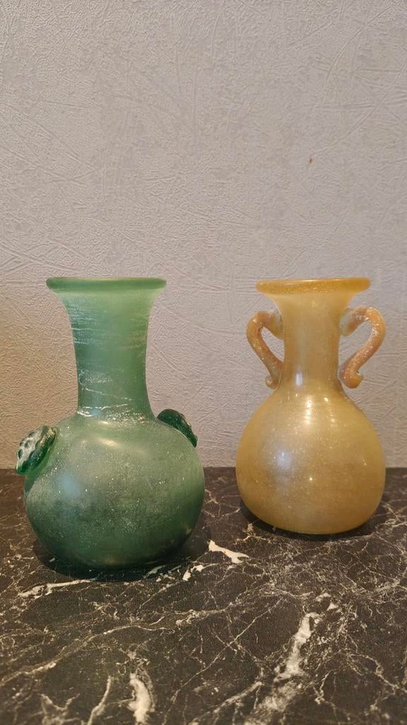 2 Murano Scavo glazen vazen. , Ophalen of Verzenden