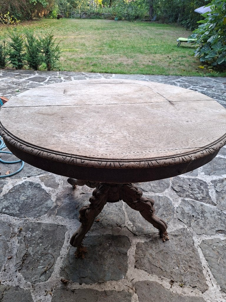 Antieke eiken ronde tafel met centrale voet, Antiek en Kunst, Antiek | Meubels | Tafels, Ophalen