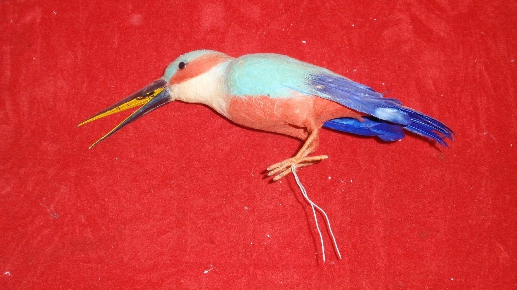 Oude cotton kerstbal versiering grote ijsvogel, Enlèvement ou Envoi, Utilisé