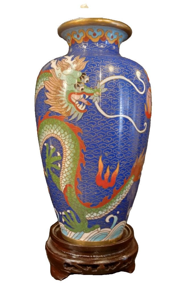 Cloisonne vaas met Draak., Antiek en Kunst, Kunst | Niet-Westerse kunst, China, Ophalen of Verzenden, Vaas, Overige materialen