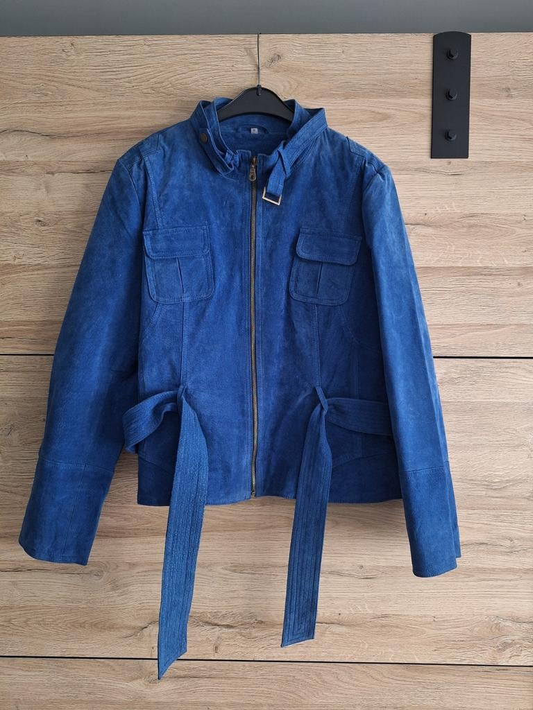 Koningsblauwe suède jas., Kleding | Dames, Maat 42/44 (L), Verzenden, Blauw, Merkloos