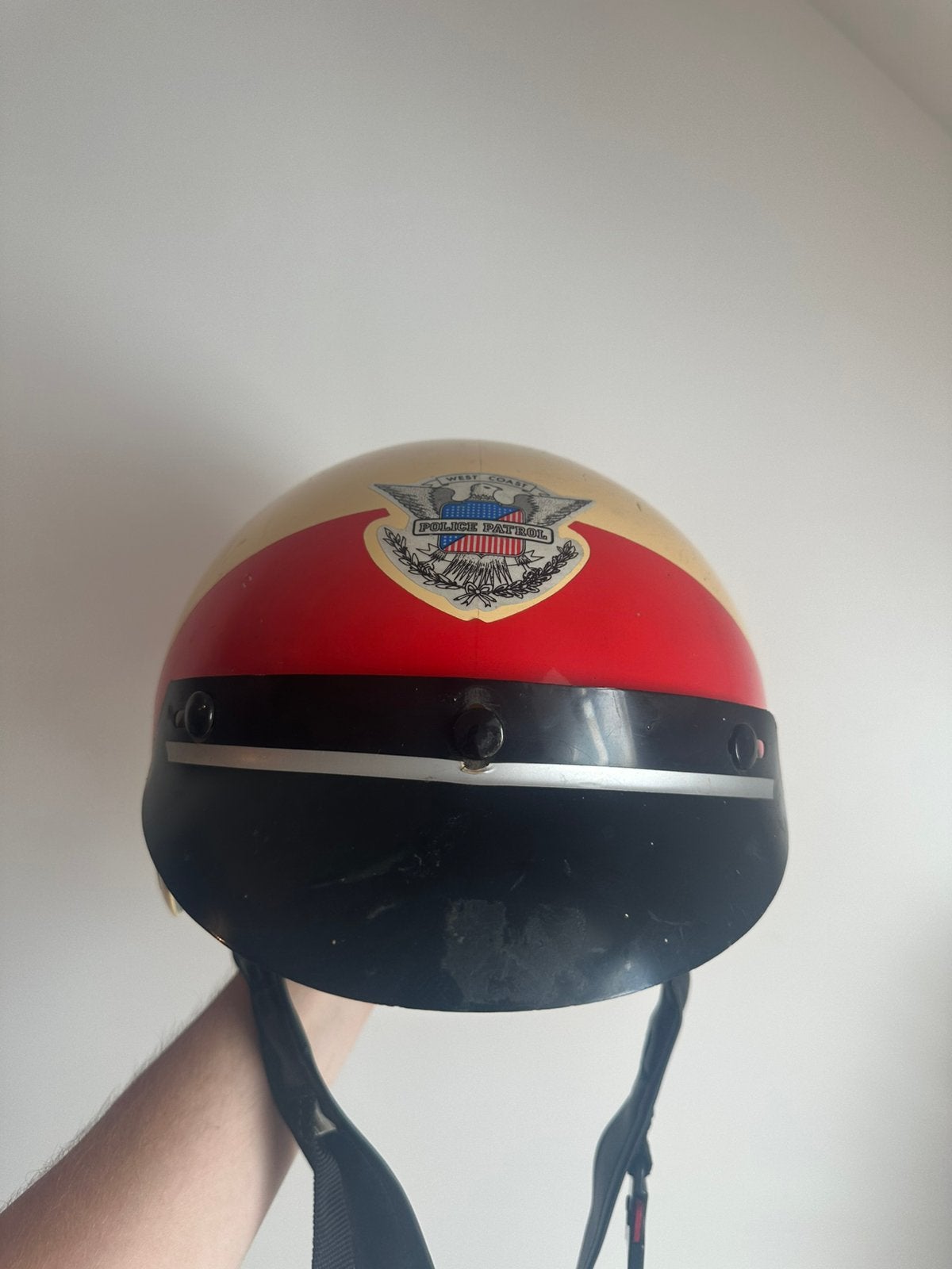 Retro bromfiets helm, Fietsen en Brommers, Ophalen, Gebruikt, Large