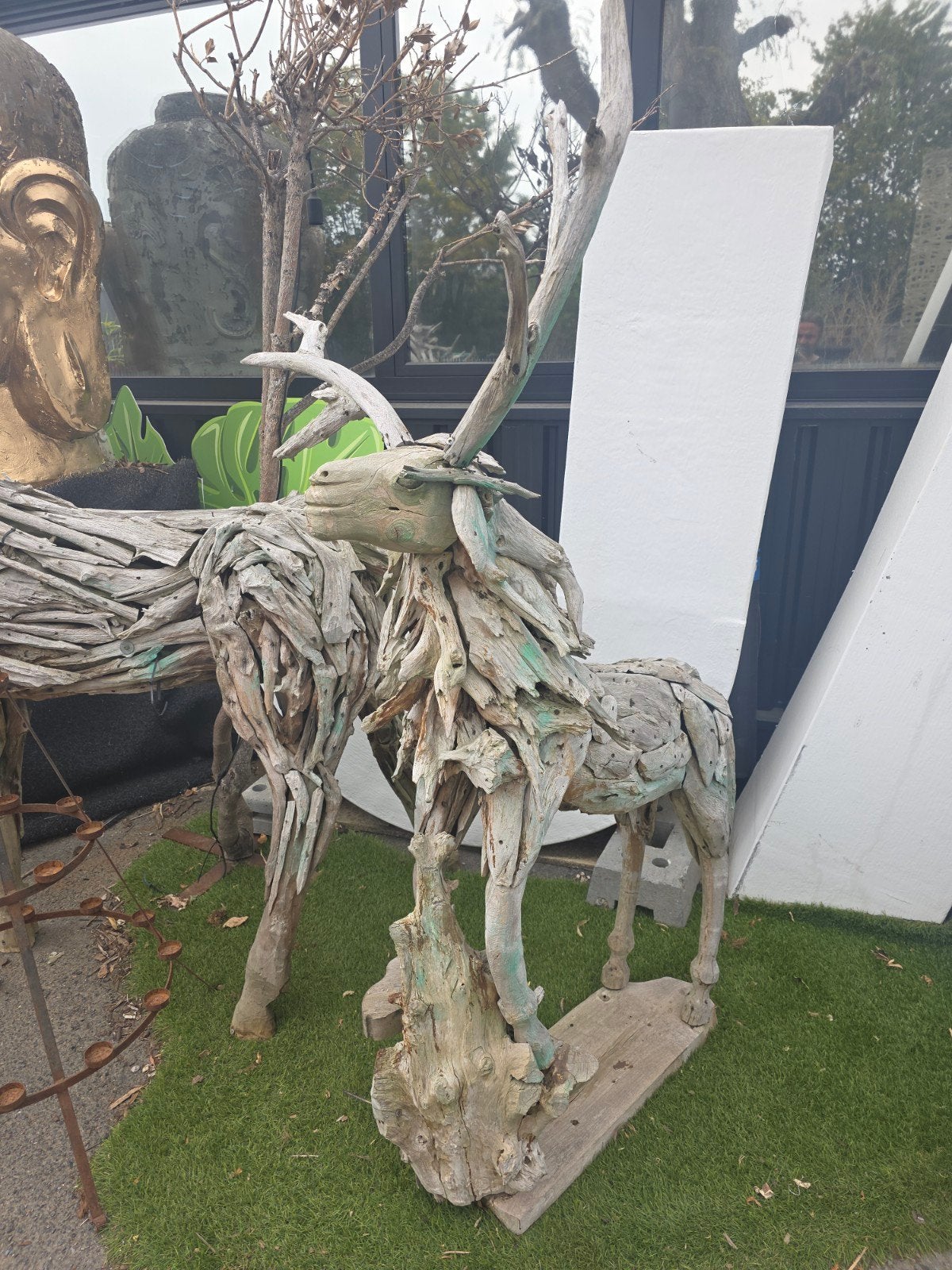 Recycled teak levensgroot hert, Tuin en Terras, Ophalen