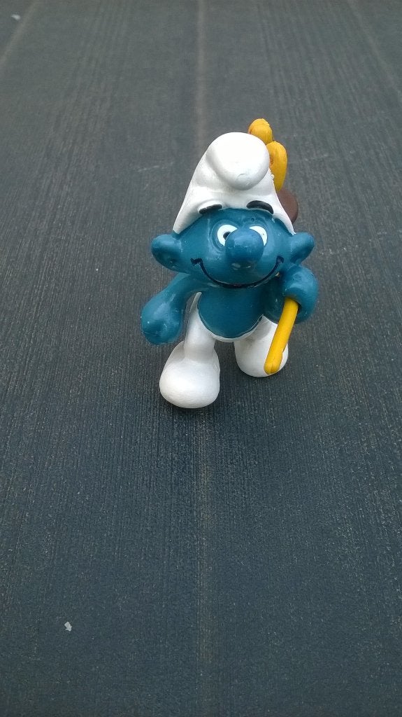 Supersmurf avec filet à papillons 4.0209, Collections, Enlèvement ou Envoi, Utilisé, Autres Schtroumpfs, Poupée, Figurine ou Peluche