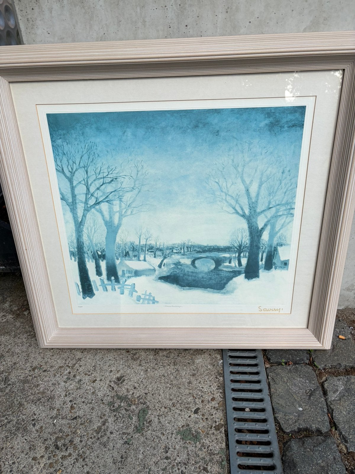 Litho Saverijs winterlandschap, Genummerd, Ophalen, Landschappen, Lithografie
