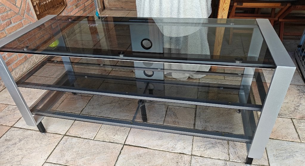 Meuble TV/Hifi verre fumé (gris), Maison & Meubles, Enlèvement, Utilisé