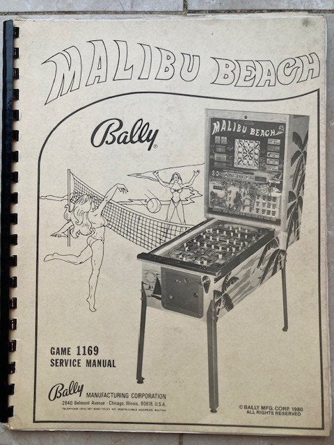 BALLY MALIBU BEACH MANUEL D'ENTRETIEN, Collections, Machines | Machines à sous, Enlèvement ou Envoi, Comme neuf