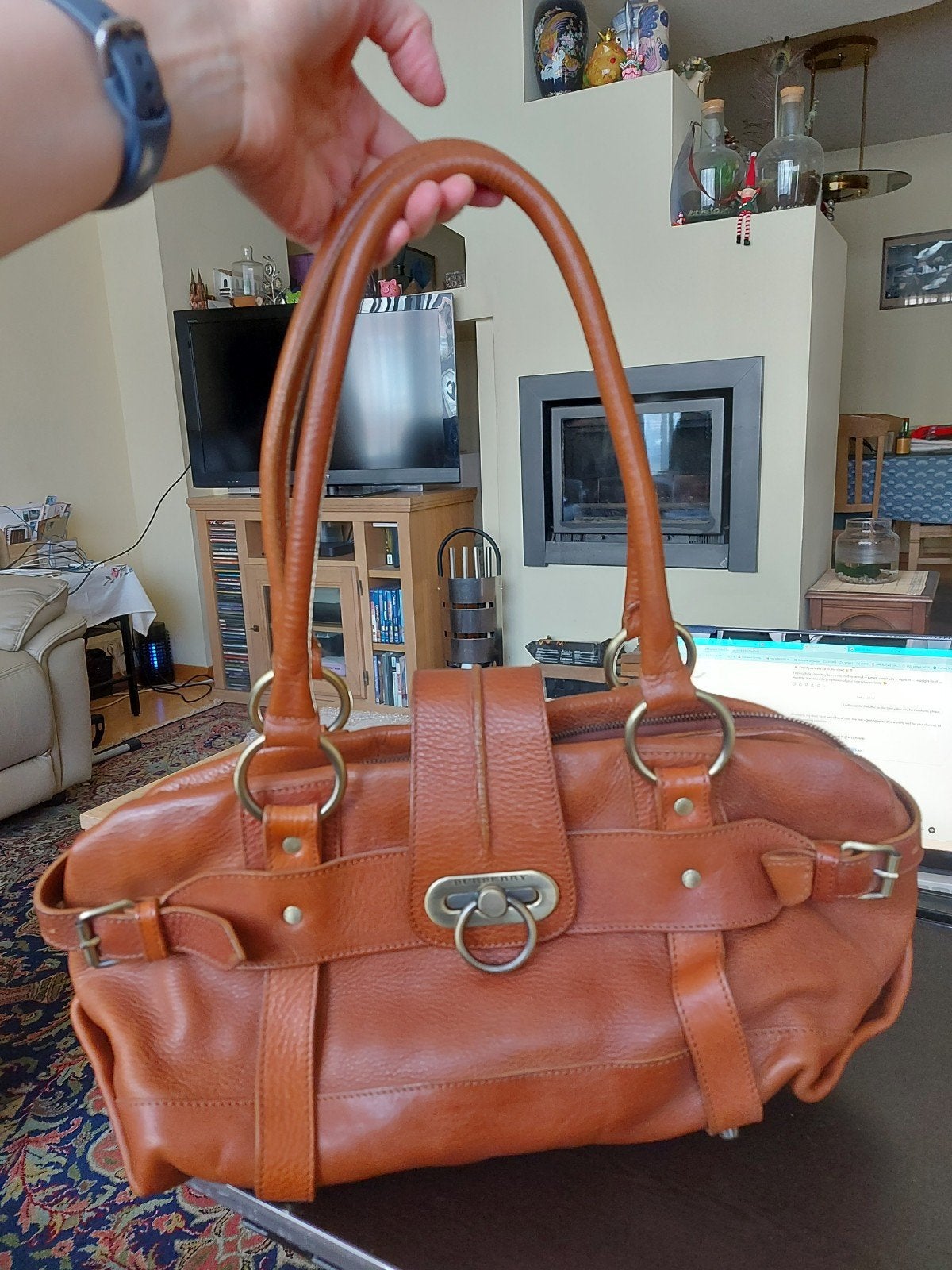 Vintage Burberry Handtas Lichtbruin, Handtassen en Accessoires, Tassen | Damestassen, Ophalen of Verzenden, Gebruikt, Bruin, Handtas