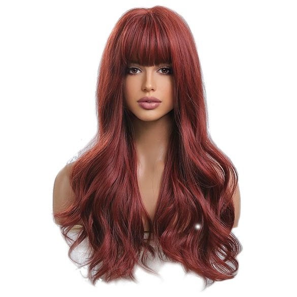 Pruik lang haar met grove slagen mahonie roodmix model Desla, Handtassen en Accessoires, Uiterlijk | Haarverzorging, Verzenden
