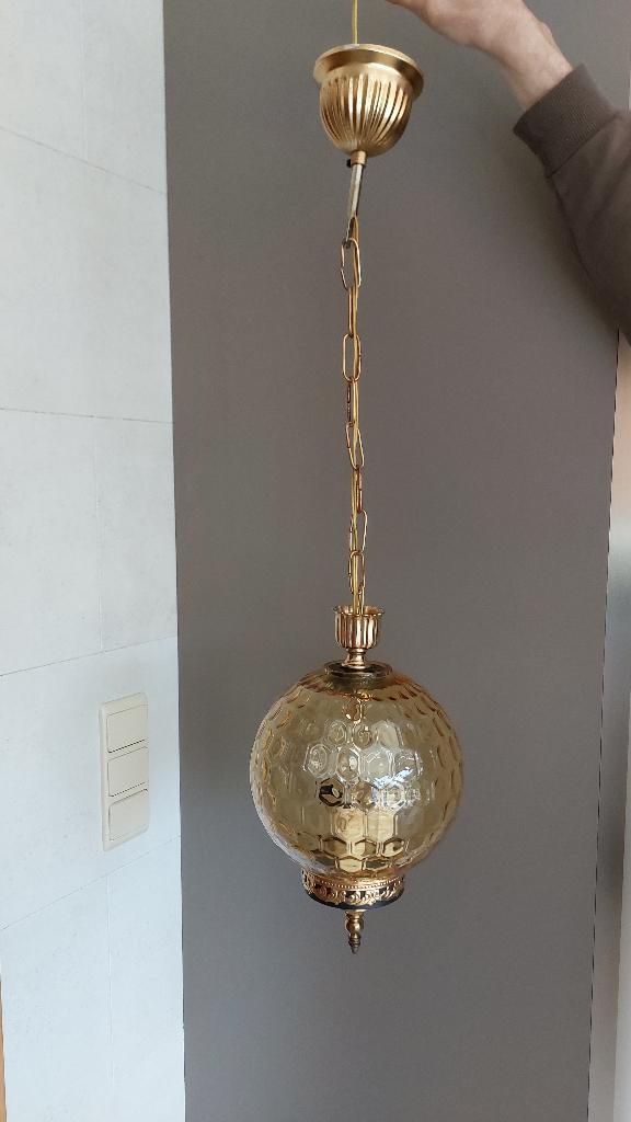 Vintage plafondlamp, Ophalen, Gebruikt, Glas