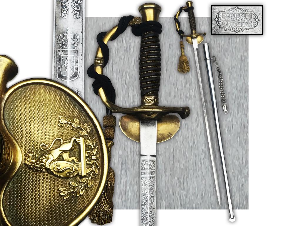 🚨ABL : Rare Épée Coloniale Belge Leopold II Original, Collections, Enlèvement ou Envoi, Armée de terre, Épée ou sabre