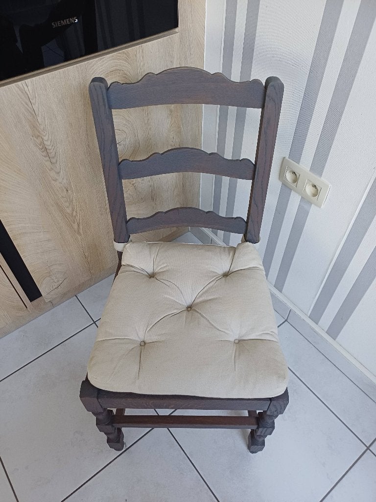 Lot de 6 chaises rustiques chic en chêne gris, Enlèvement