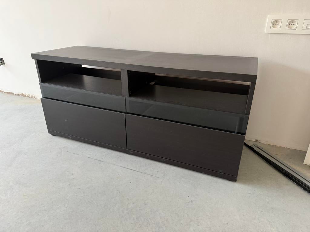 Ikea BESTA - tv kast - lappviken zwartbruin, Ophalen, Gebruikt, 100 tot 150 cm, IKEA
