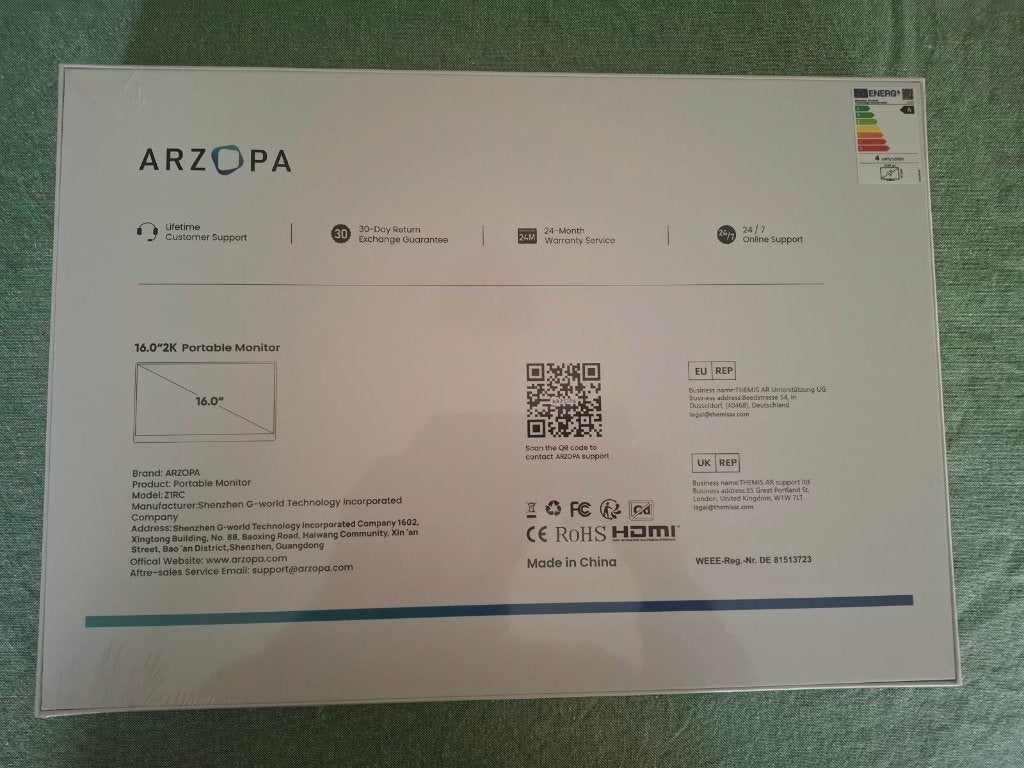 Arzopa Z1RC 2.5K Portable QHD Monitor – Nieuw! ongeopend, Computers en Software, Ophalen, Arzopa, HDMI, Nieuw