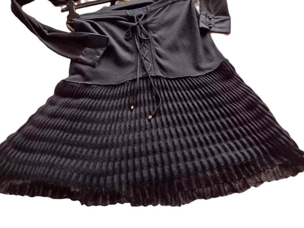 Jupe en maille fine Class Roberto Cavalli, noire, it 46 (40), Taille 38/40 (M), Comme neuf, Roberto Cavalli, Sous le genou