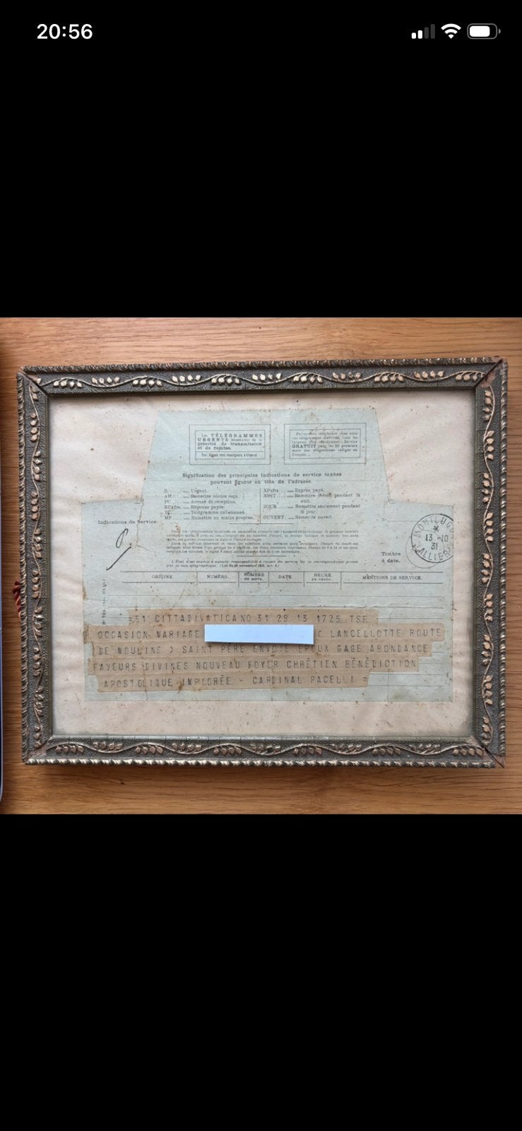 Vaticaanse huwelijkstelegram Kardinaal Pacelli Paus Pius XII, Verzamelen, Ophalen of Verzenden