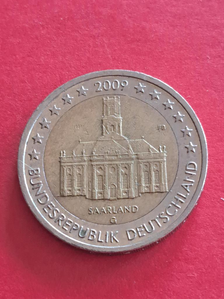 2009 G Allemagne 2 euros Sarre Karlsruhe, Envoi, Allemagne, 2 euros, Monnaie en vrac
