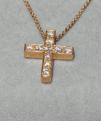 Pendentif Croix OR 18K Diamants Naturels Certificat, Neuf, Or, Or, Enlèvement