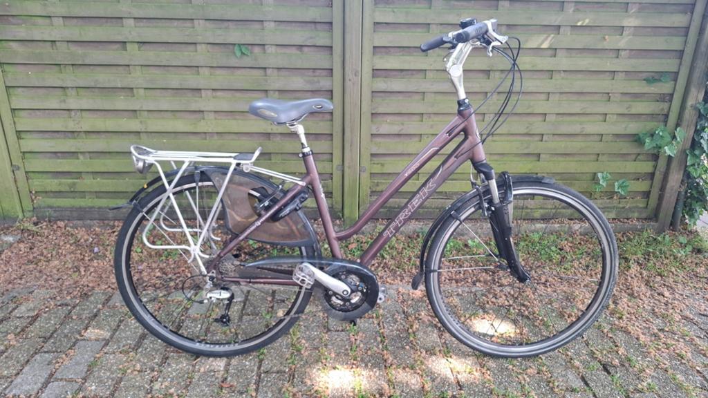 Zeer grote damesfiets lage instap 7v maat 61 axa slot, Versnellingen, 56 cm of meer, Zo goed als nieuw, Trommelrem