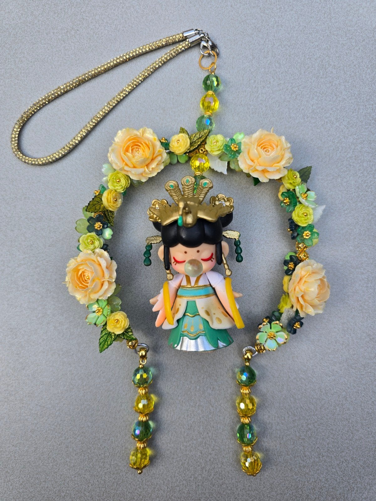 Cintre pour voiture/sac Nanci et fleurs en jaune/vert, Envoi, Neuf