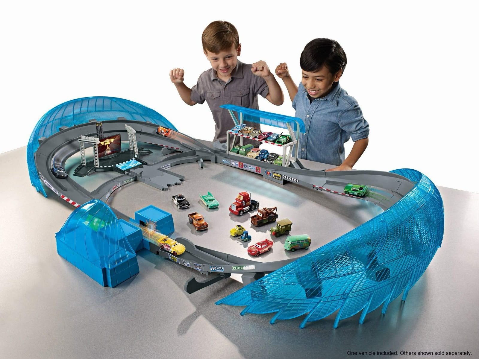 Disney Cars Ultimate Florida Speedway Track avec 20 voitures, Enfants & Bébés, Enlèvement ou Envoi, Utilisé