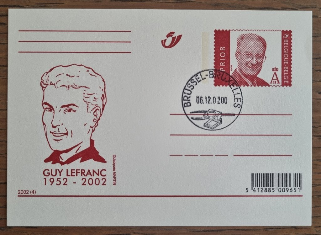 Carte postale Guy Lefranc 1952 - Timbre du 1er jour 2002, Envoi, 1980 à nos jours