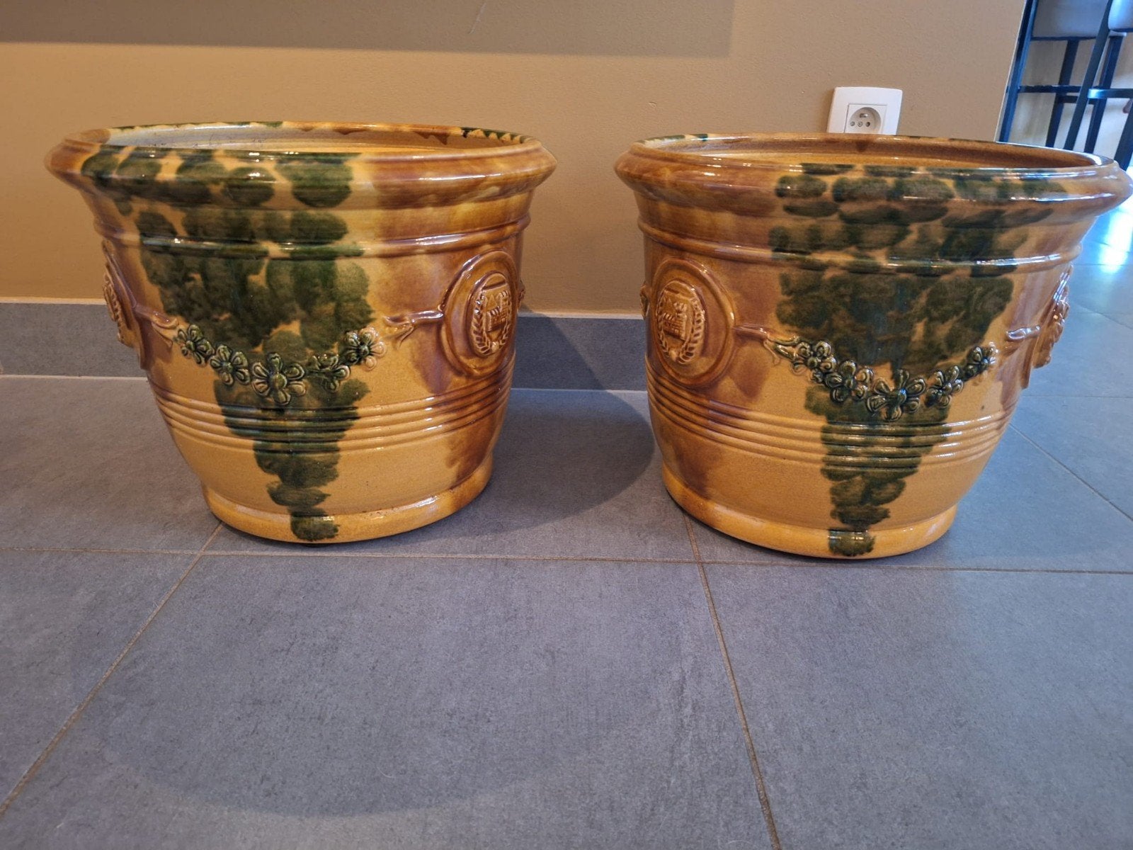 Koppel " Enduze " bloempotten, Tuin en Terras, Ophalen, Terracotta, Binnen