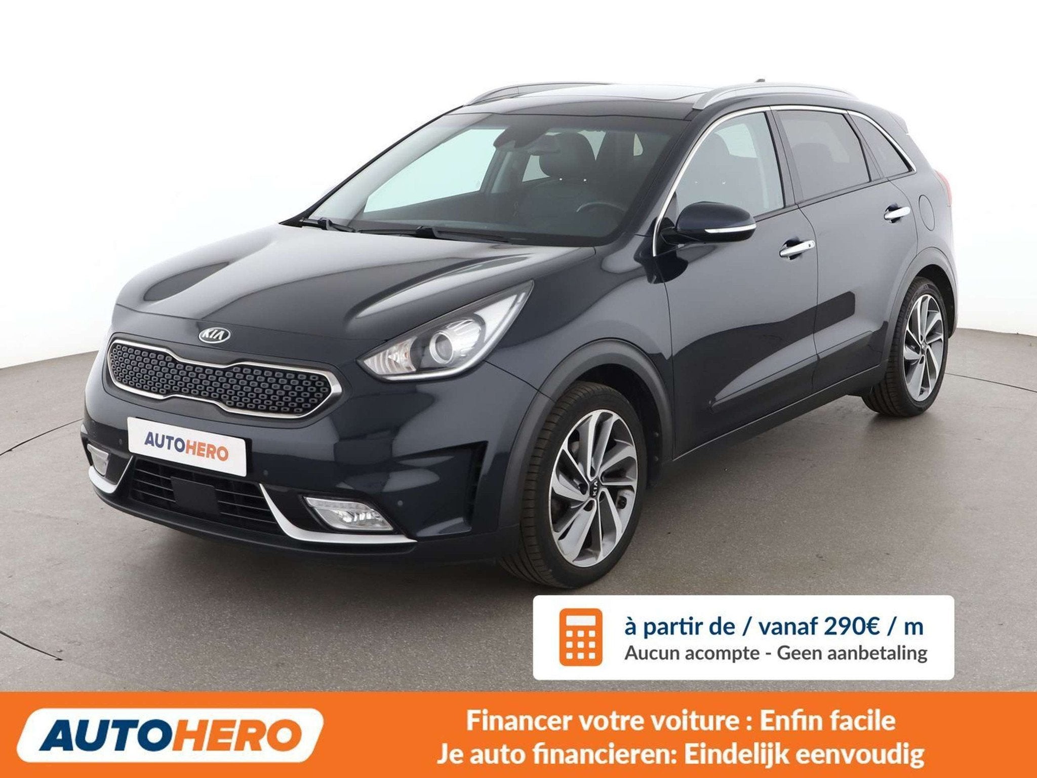Kia Niro 1.6 Hybrid Spirit (bj 2017, automaat), Auto's, Gebruikt, Zwart, 1580 cc, Leder