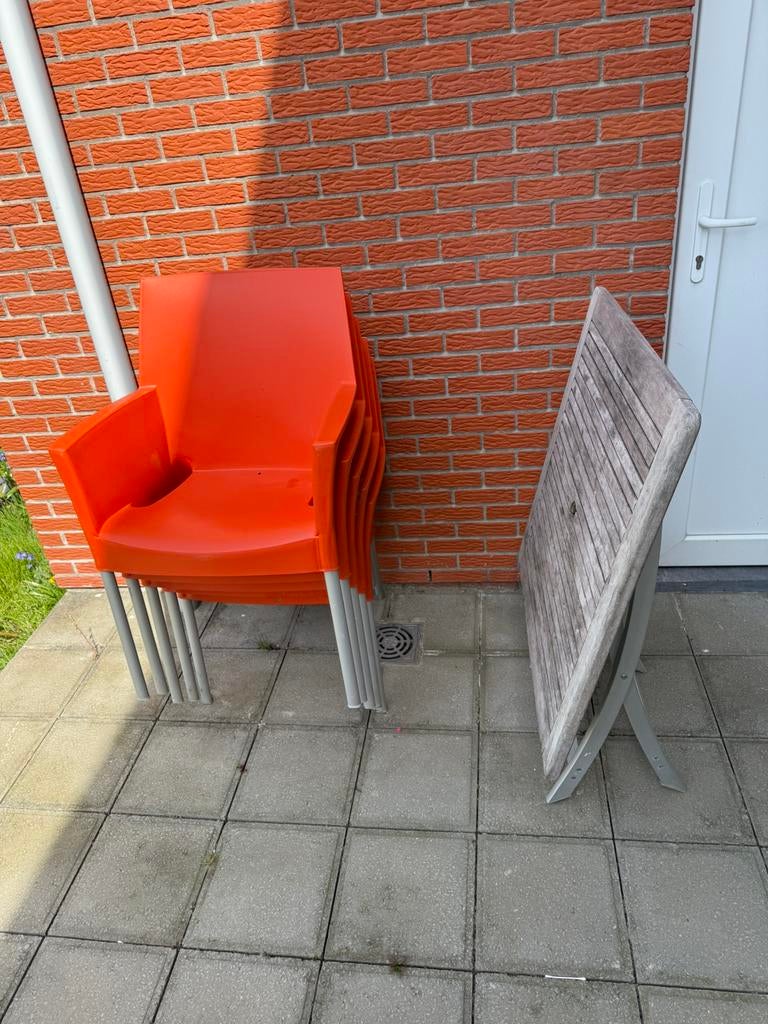 5 Tuinstoelen en tuintafel, Ophalen of Verzenden, Zo goed als nieuw