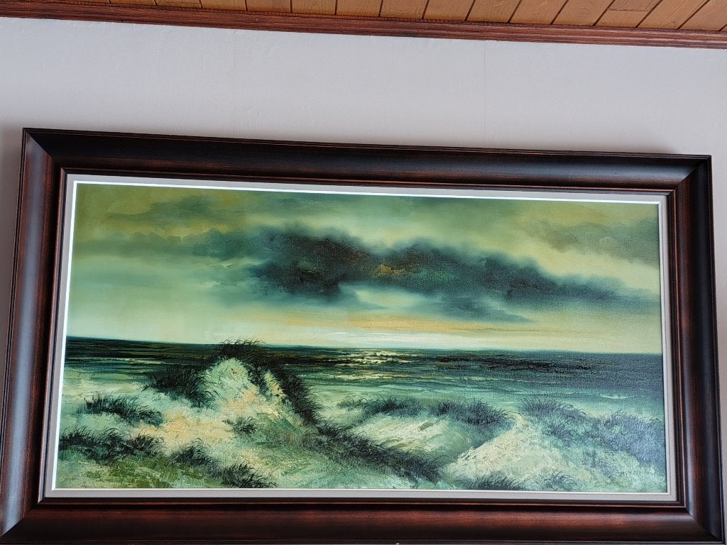 Duin- en zeelandschap van P. Vesters, Antiquités & Art, Art | Peinture | Classique, Peinture à l'huile, Paysage, Enlèvement, Encadré