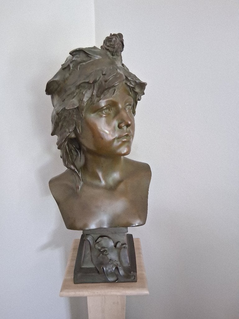 Antiek bronzen beeld, Antiquités & Art, Art | Sculptures & Bois, Statue, Art nouveau, 50 - 100 cm, Brons