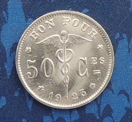 1923 Bon pour 50 centimes, Envoi, Métal, Monnaie en vrac