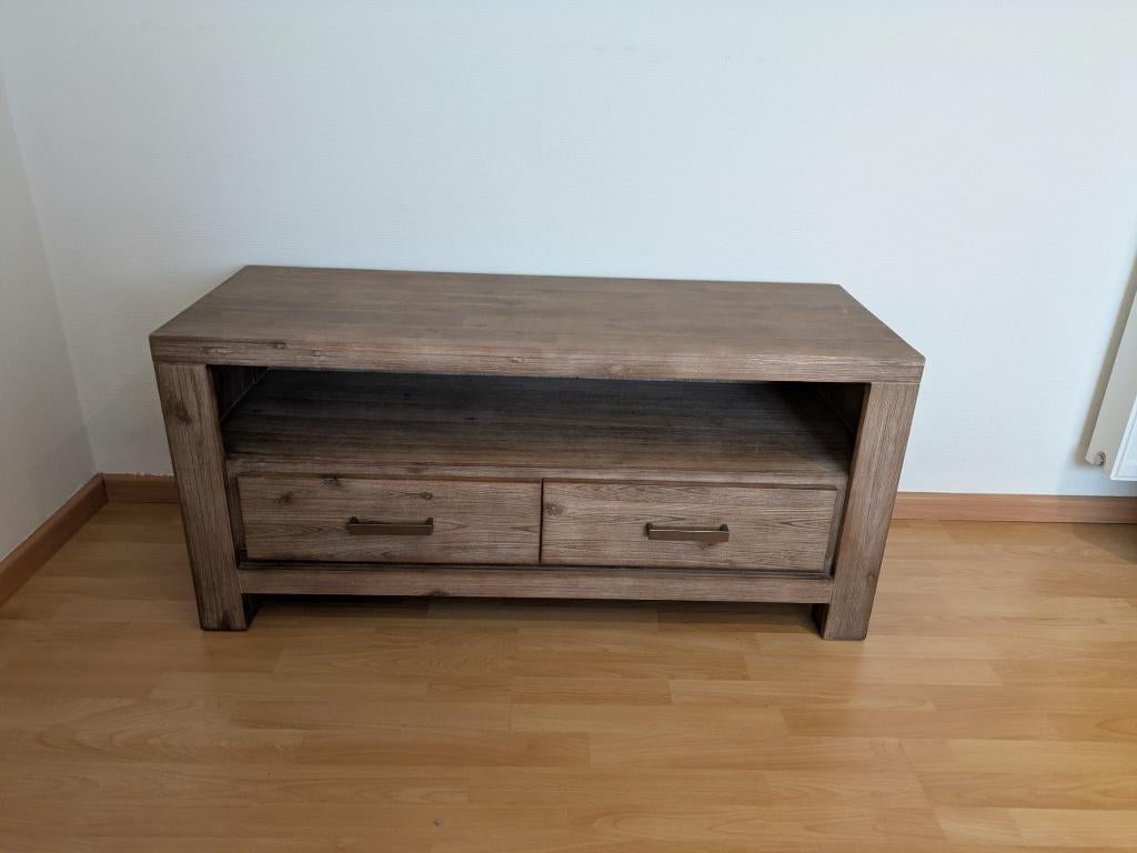 TV-kast ADORNO – massief hout – 120 cm, Ophalen, 100 tot 150 cm, Zo goed als nieuw, Minder dan 100 cm