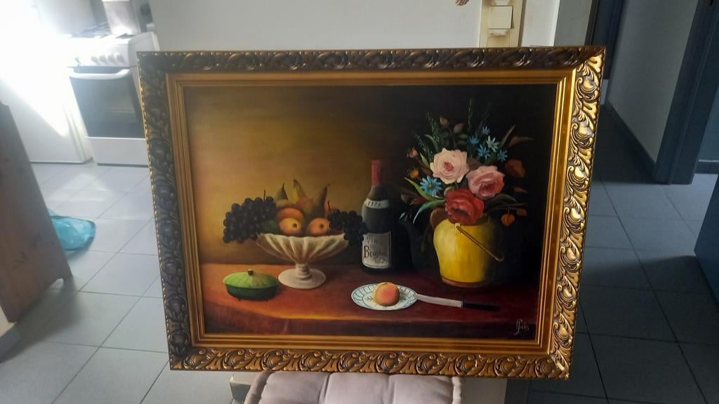 Mooi Schilderij  stil leven,  93 cm op 73 cm, Antiek en Kunst, Ophalen