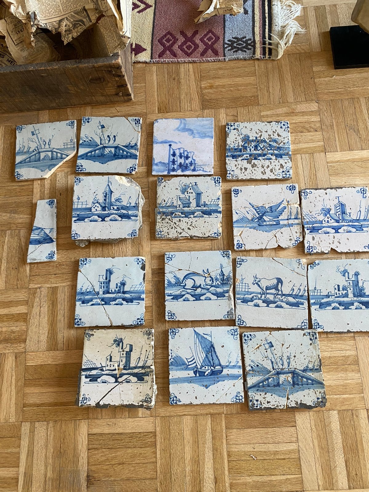 25 pieces carrelages anciens, Antiquités & Art, Enlèvement