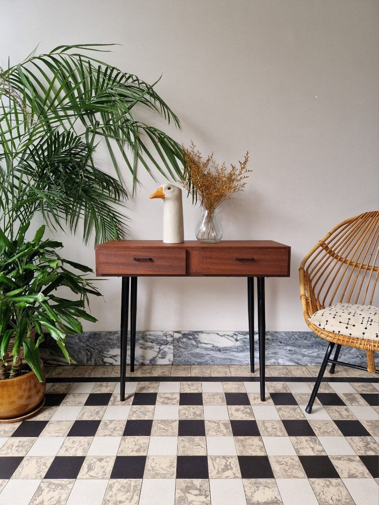 Vintage midcentury kastje | halmeubel | bijzettafel | retro, Ophalen, Gebruikt