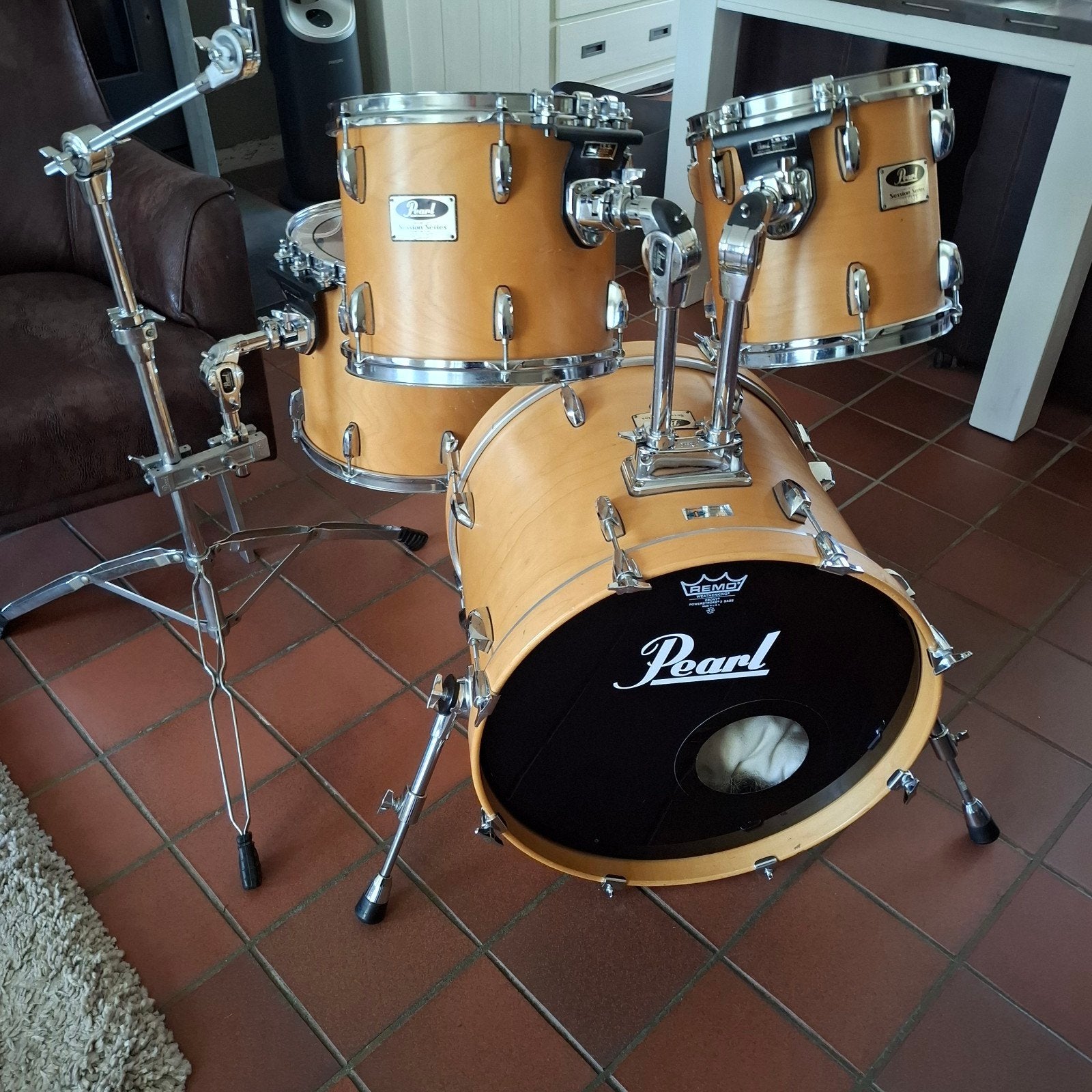 Pearl session series drumstel met 20 inch basdrum in zgst, Muziek en Instrumenten, Instrumenten | Toebehoren, Ophalen, Zo goed als nieuw