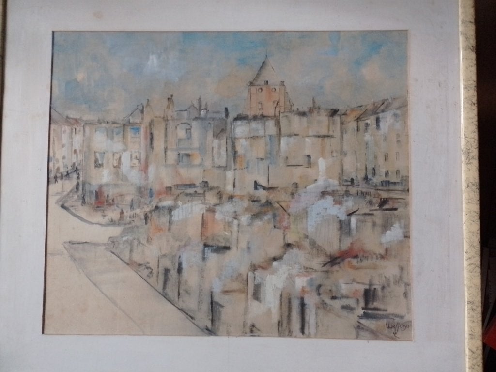 Jack Jefferies  1896 - 1960 Aquarel Stadsgezicht, Antiquités & Art, Art | Peinture | Classique, Envoi, Daté, Aquarelle