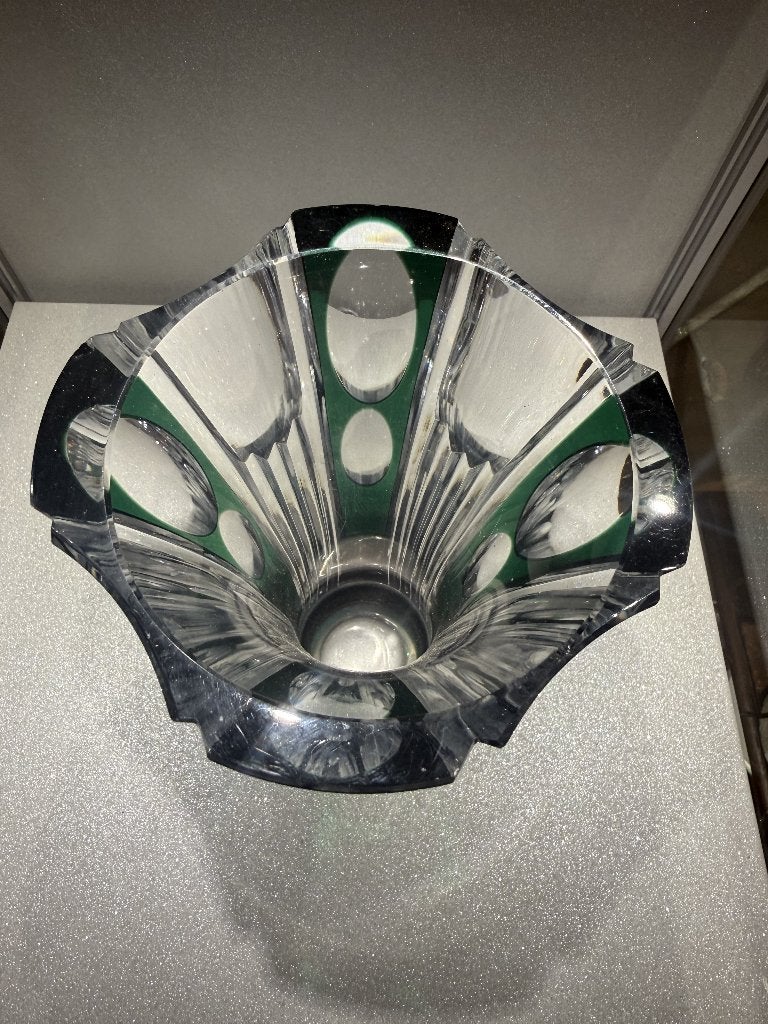 Val Saint Lambert smaragdgroene kristallen vaas, Antiek en Kunst, Ophalen of Verzenden