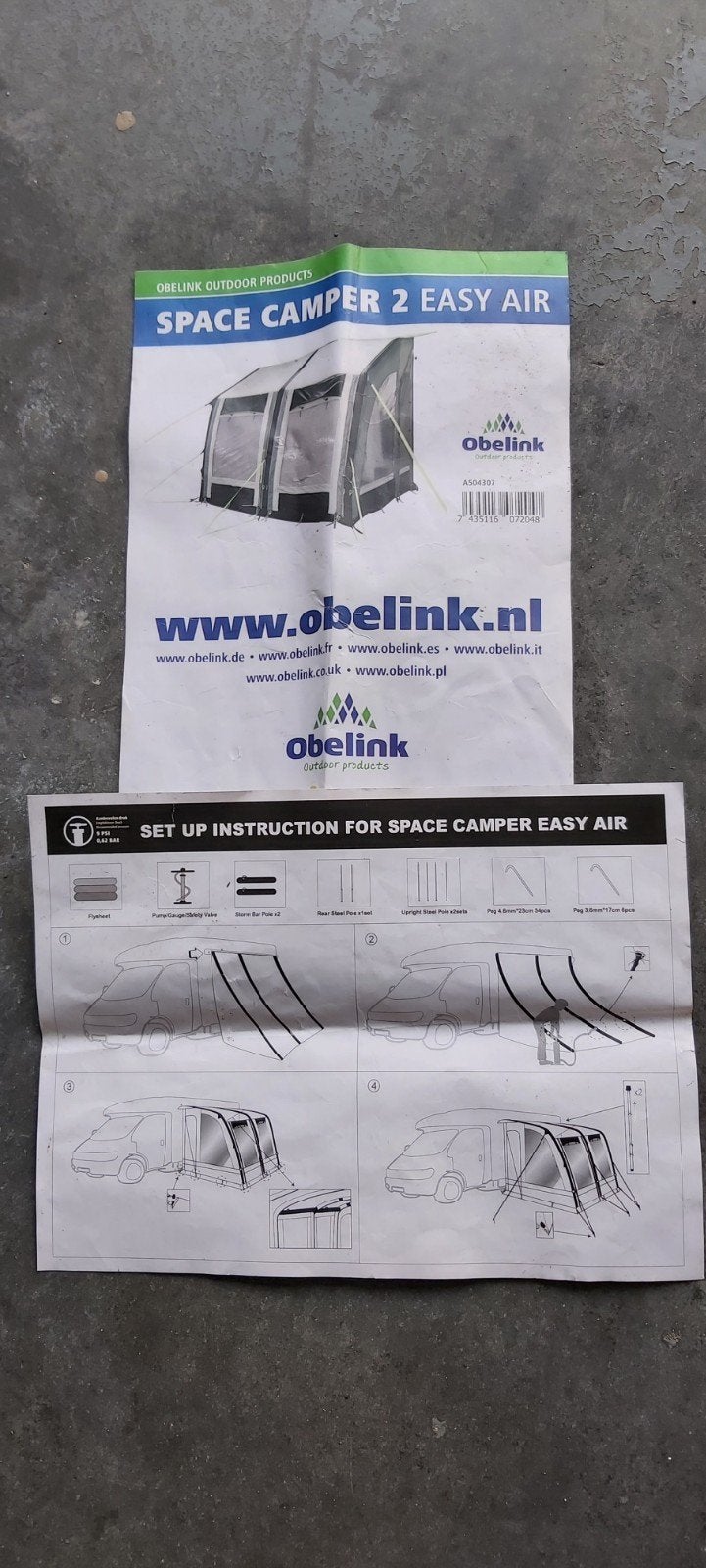 Obelink voortent Space Camper 2 EASY AIR, Ophalen