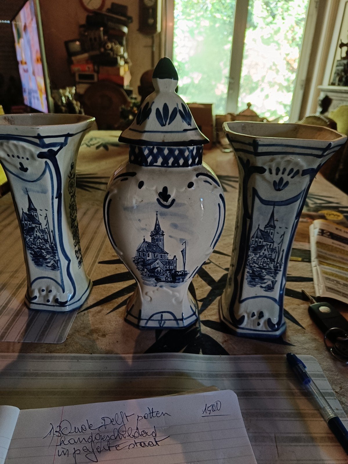 vases anciens en bleu de Delft peint à la main, Enlèvement ou Envoi