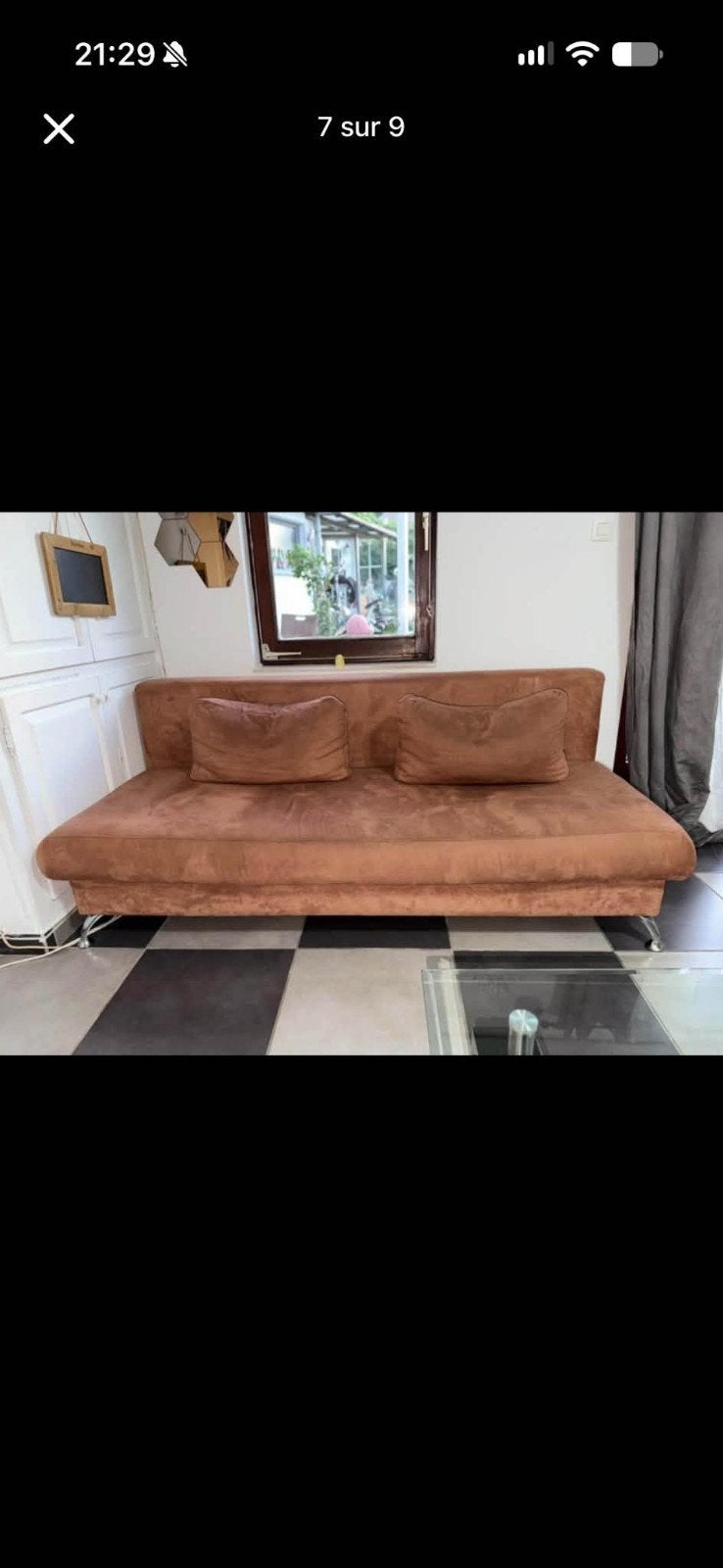 canapé lit, Maison & Meubles, 90 cm, Enlèvement ou Envoi, Comme neuf, Brun