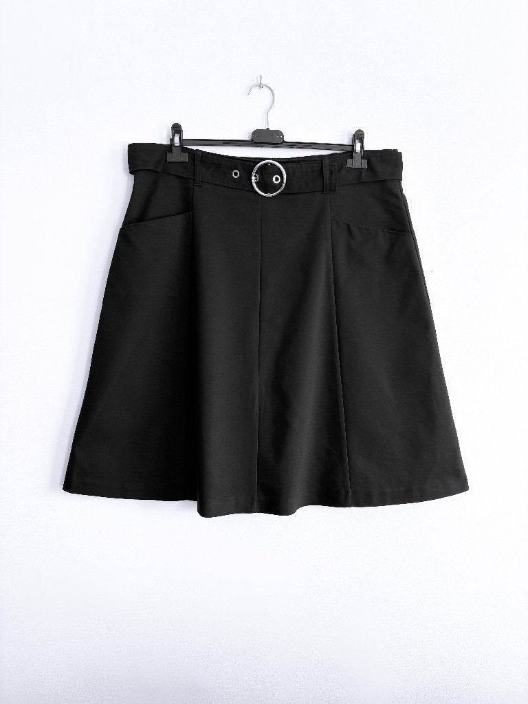 Caroline Biss A‑Lijn Rok Donkerblauw 46 Ceintuur  zakken, Maat 46/48 (XL) of groter, Zo goed als nieuw, Knielengte, Caroline Biss