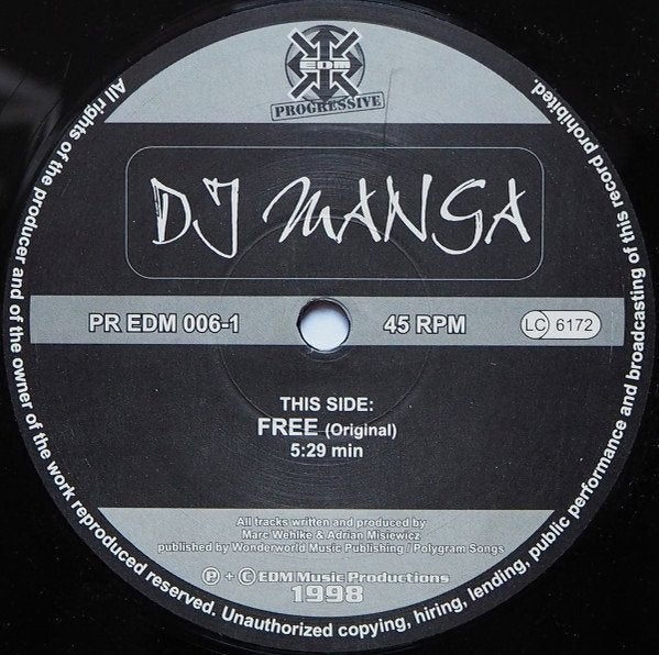 DJ Manga - Free, CD & DVD, Vinyles | Dance & House, Utilisé, Trance, 12 pouces, Enlèvement ou Envoi