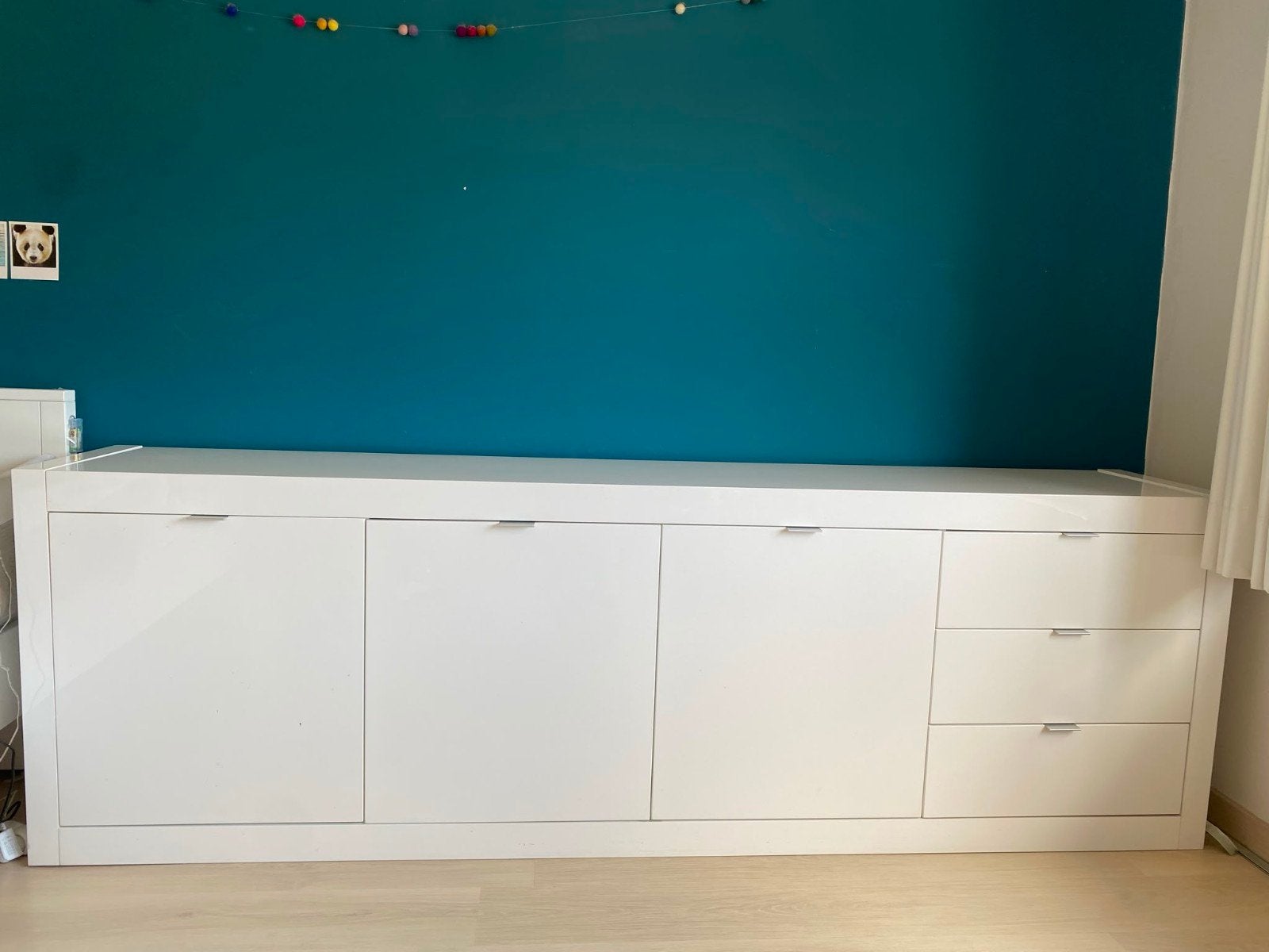 Groot wit dressoir met veel opbergruimte – 250 cm., Ophalen, Gebruikt